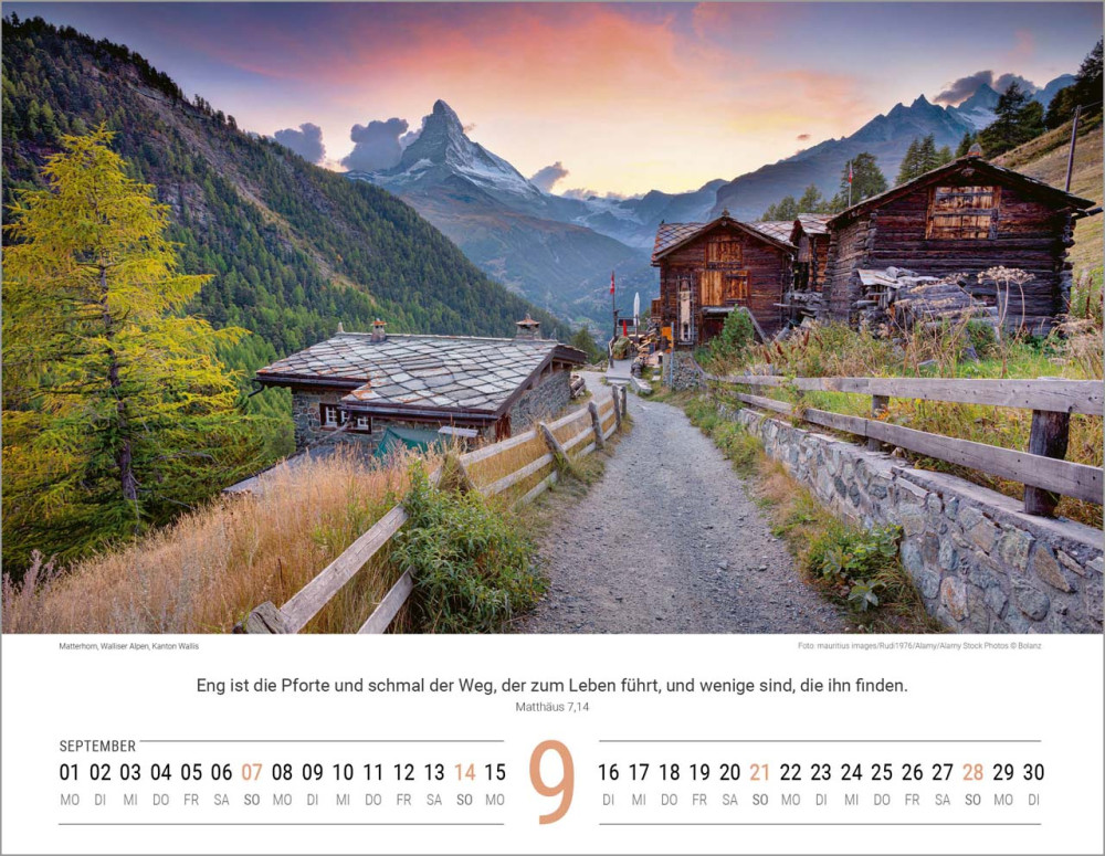 Calendrier Paysages Suisses - Allemand, Calendrier mural