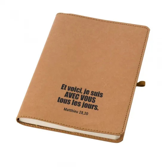 Carnet « Et voici, je suis avec vous tous les jours. » Matthieu 28.20 - en papier kraft lavé -...