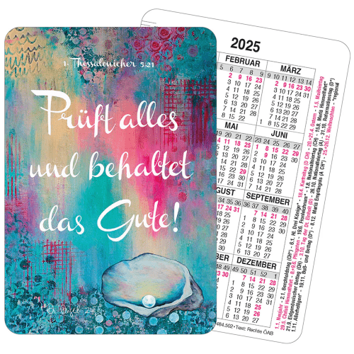 Spielkartenkalender Perle (Aquarell Digel) Prüft alles und behaltet das Gute - Jahreslosung JL 2025