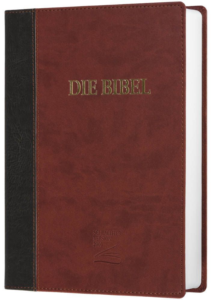 Allemand, Bible Schlachter 2000, gros caractères, duo gris-brun, reliée