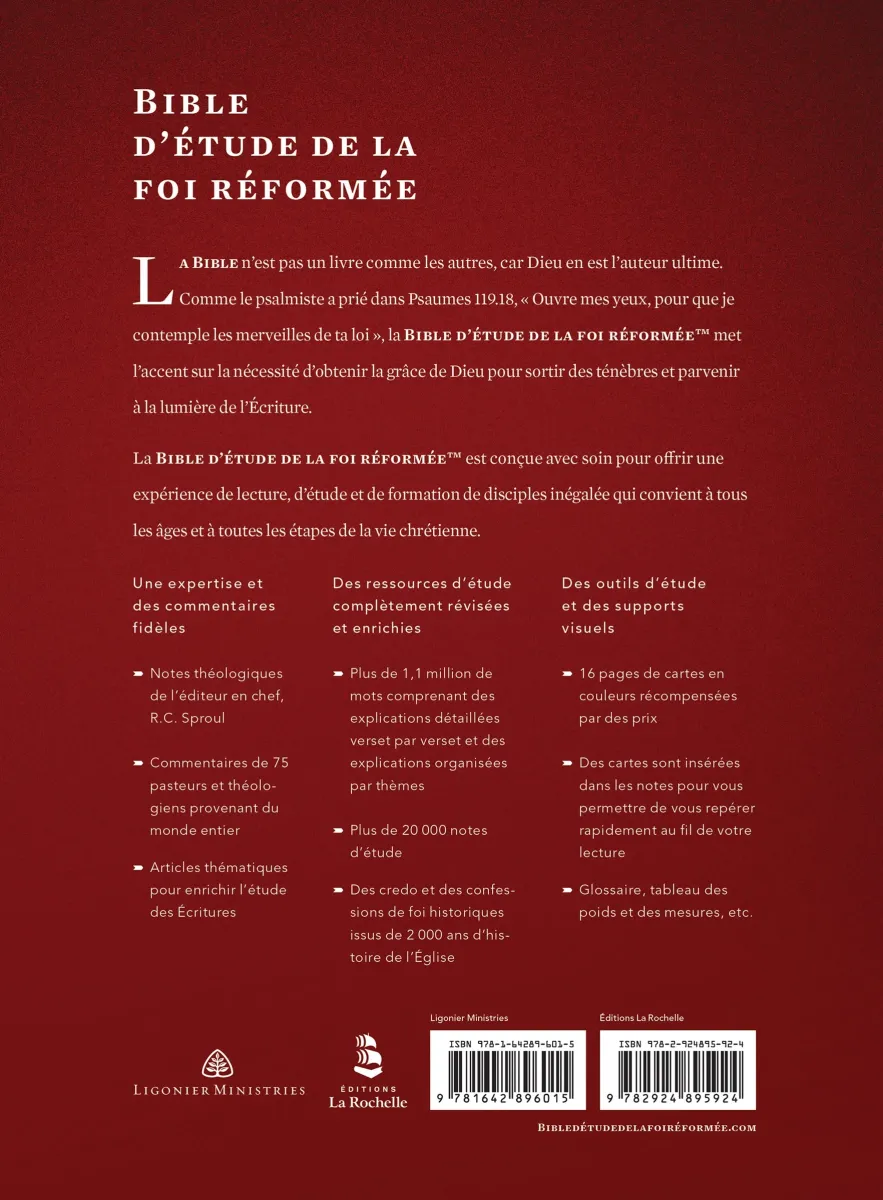 Bible d’étude de la foi réformée - Pourpre - Couverture rigide