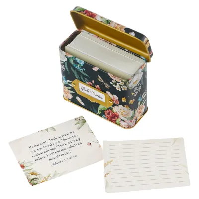 Englisch Bibelverskarten 'Black Floral' - 50 Stück