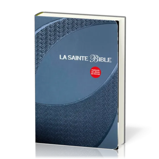 Bible Segond 1910, gros caractères, similicuir gris, onglets, tranche argent - 2 rubans...