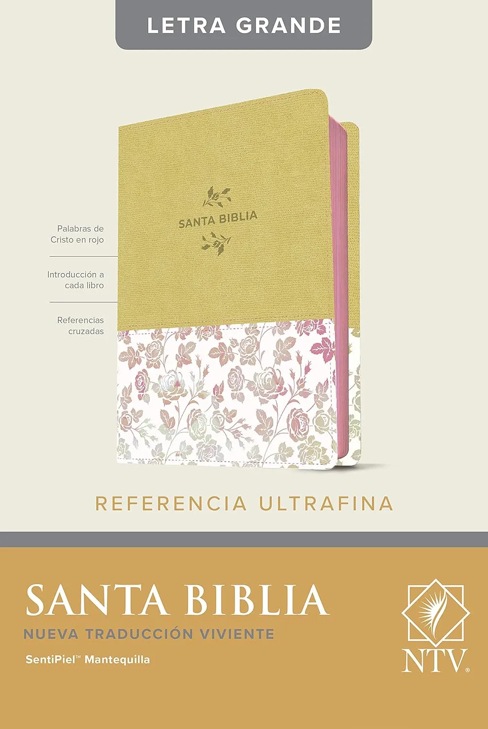 Espagnol, NTV Nueva Traduccion Vivente, Bible - gros caractères, ultrafine, tranche d'or rose