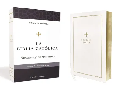 Espagnol, Bible, Biblia de America, avec deutérocanoniques, fibrocuir blanc - Piel reciclada,...