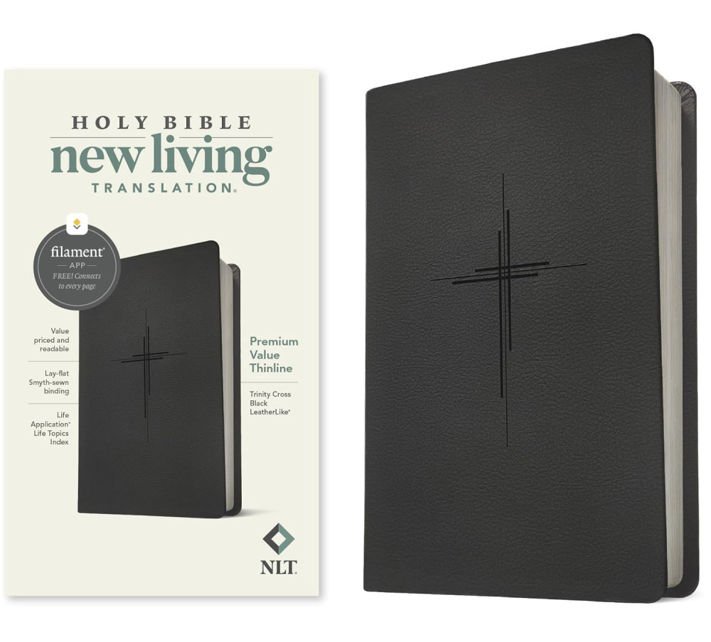 Anglais, Bible, New Living Translation, Filament Edition, similicuir noir, motif croix - NLT...