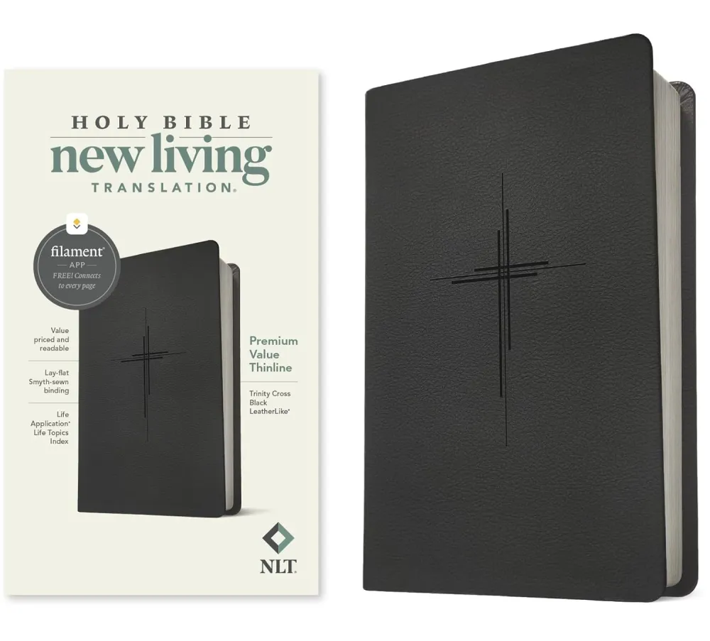 Anglais, Bible, New Living Translation, Filament Edition, similicuir noir, motif croix - NLT...