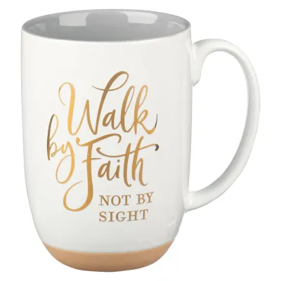 Tasse - Walk by faith not by sight - weiss, 444ml