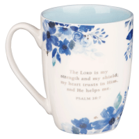 Tasse - The Lord is my strength - blau, Blumen, 355ml