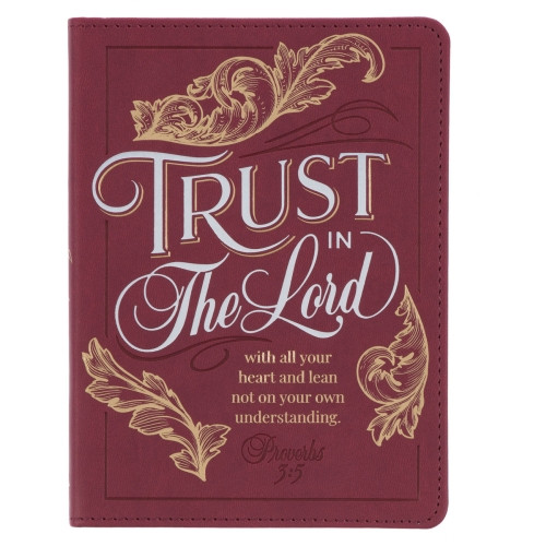 Trust in the LORD Golden Leaf Burgundy Faux Leather Handy-size