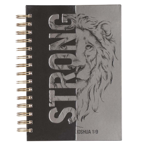 Notizbuch - Strong and courageous / Stark und mutig / Jos 1:9 - mit Spiralbindung, schwarz, grau,...