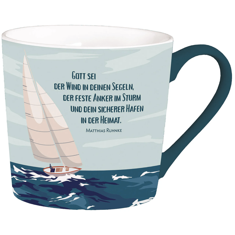 Tasse - Gott sei der Wind in deinen Segeln - blau, 350ml