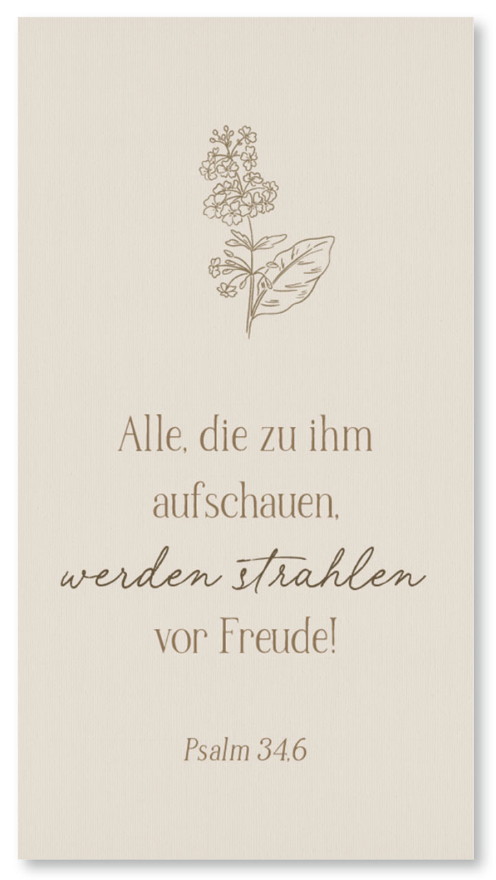 Metallschild Strahlen vor Freude - Psalm 34.6