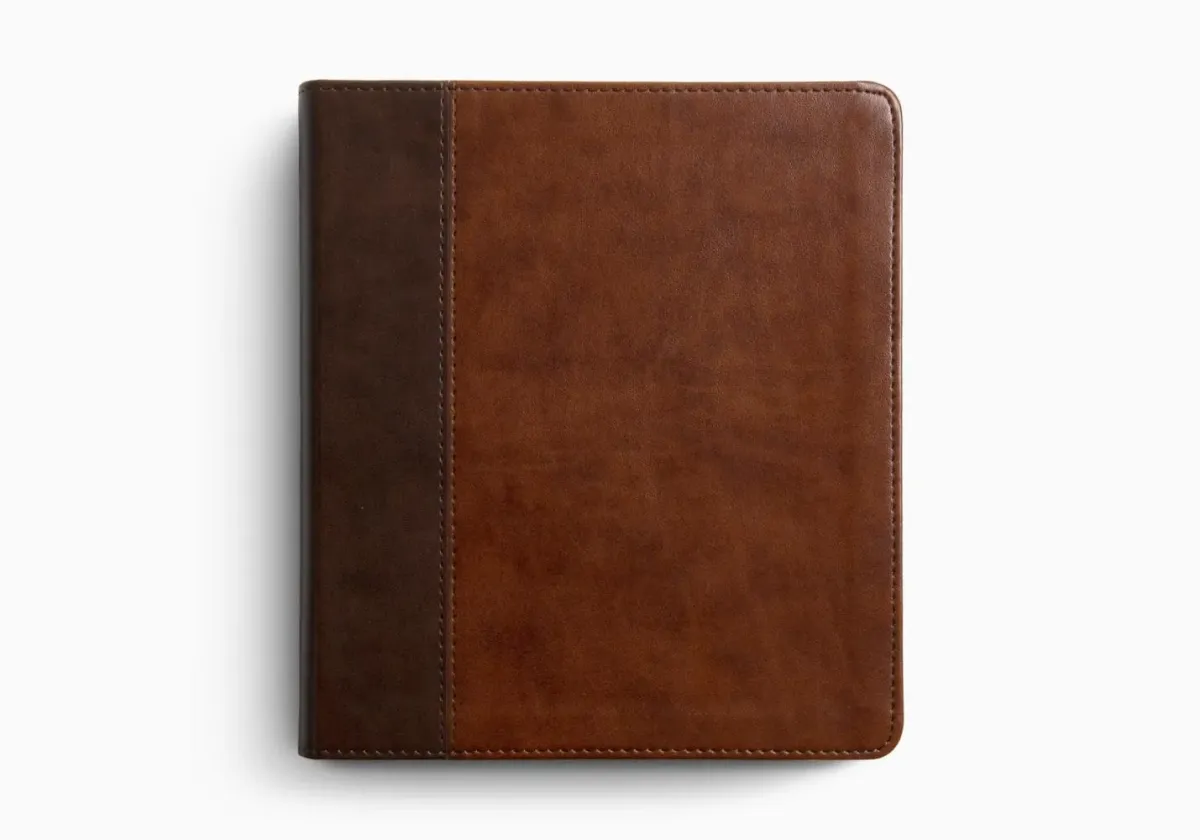 Anglais, Bible Journaling, English Standard Version - cuir brun, marque page, grandes marges
