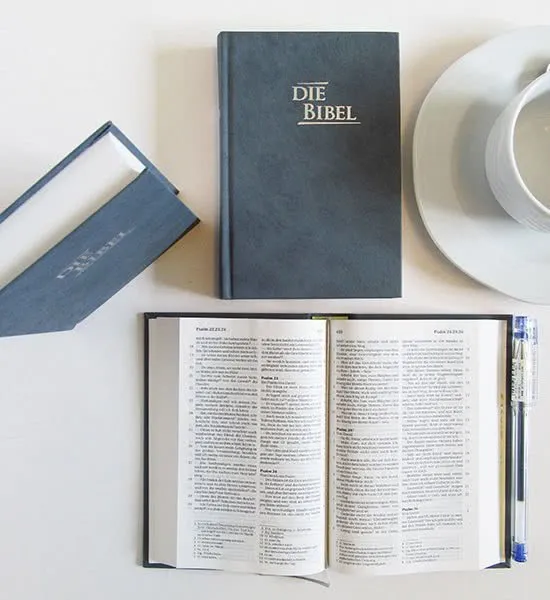 Elberfelder Bibel CSV Hückeswagen Pocketbibel - Harcover Baladek grau/blau, Lesezeichen