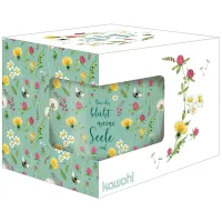 Tasse - Bei dir blüht meine Seele auf - 350ml, grün Motiv Blumen