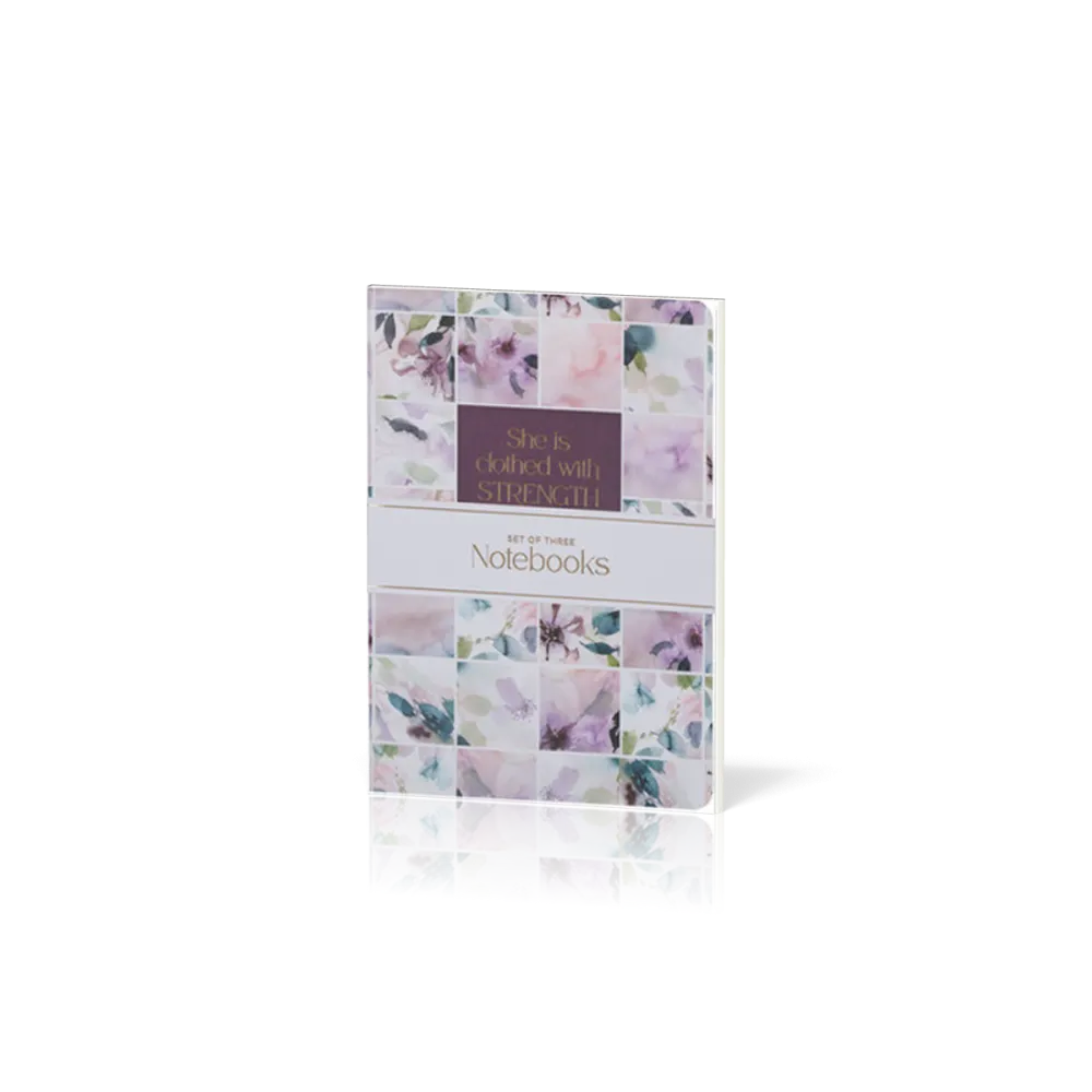 Strength and Dignity Purple Floral Notebook Set - 3-er Set