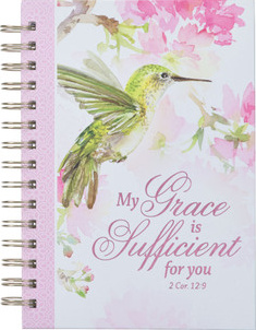 My Grace is Sufficient Chartreuse Hummingbird Large Wirebound Journal