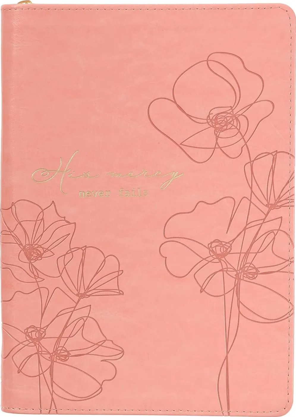 Mercy Blossom Pink Faux Leather Journal with Zipper Closure