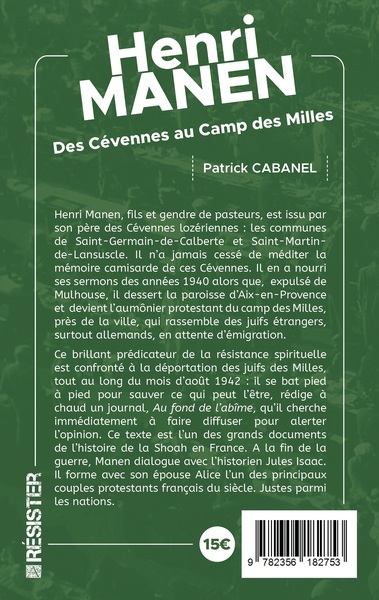 Henri Manen - Des Cévennes au Camp des Milles