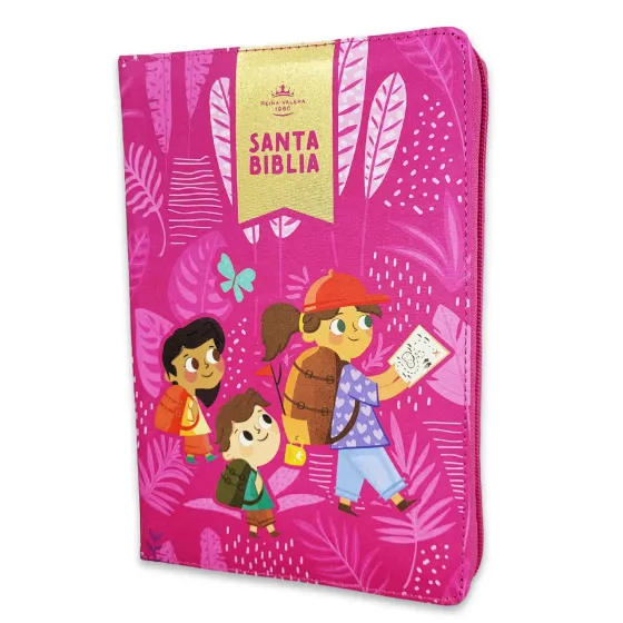 Espagnol, Bible, Reina Valera 1960, Biblia para niños, similicuir rose, fermeture éclair -...
