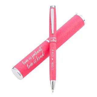 Love Is Patient, Love Is Kind - Kugelschreiber im Etui rosa
