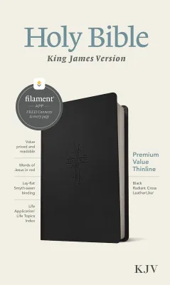 Anglais, Bible, King James Version, Filament Edition, similicuir noir, paroles de Jésus en rouge...