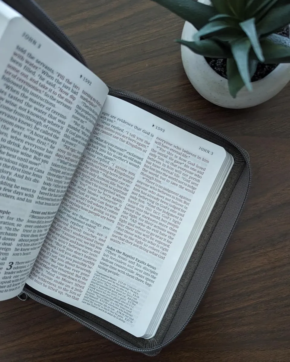 Anglais, NLT Compact Giant Print Zipper Bible, Filament Enabled (Leatherlike, Woven Cross Gray,...