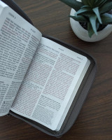 Anglais, NLT Compact Giant Print Zipper Bible, Filament Enabled (Leatherlike, Woven Cross Gray,...