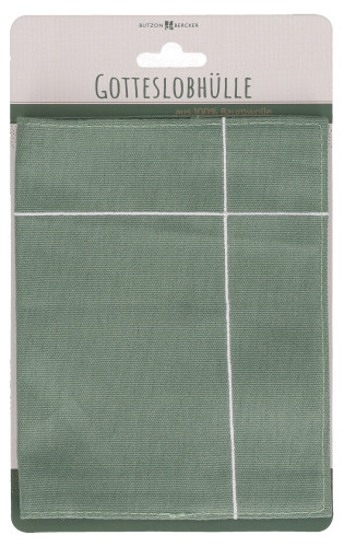 Buchhülle petrol - Mit aufgesticktem Kreuzmotiv