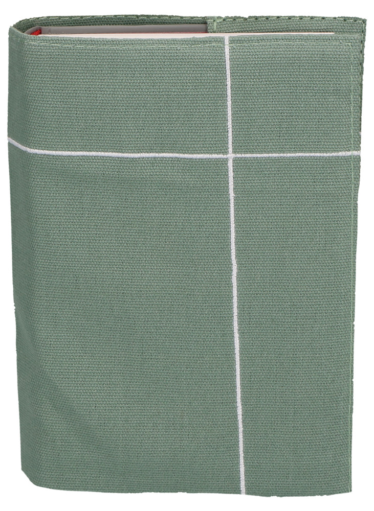 Buchhülle petrol - Mit aufgesticktem Kreuzmotiv