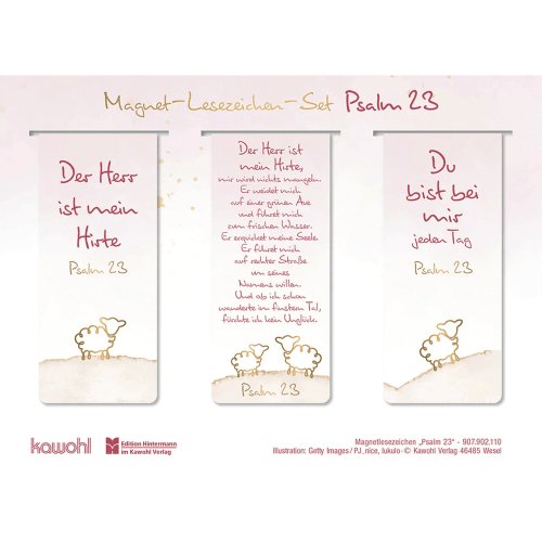 Psalm 23 - Magnet-Lesezeichen-Set (3 Lesezeichen) - Magnetische Merkhelfer - hübsche Lesezeichen