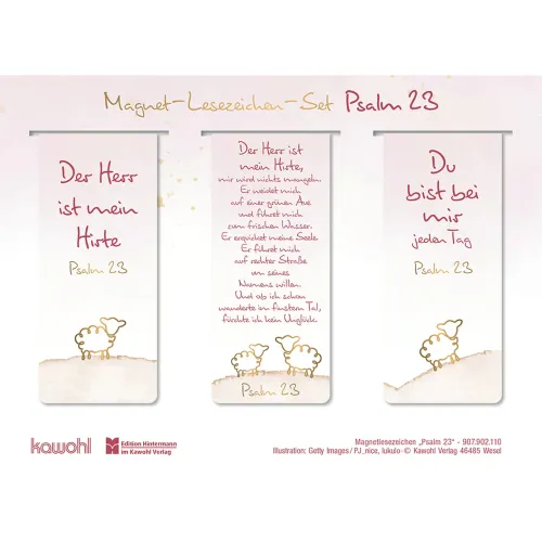 Psalm 23 - Magnet-Lesezeichen-Set (3 Lesezeichen) - Magnetische Merkhelfer - hübsche Lesezeichen
