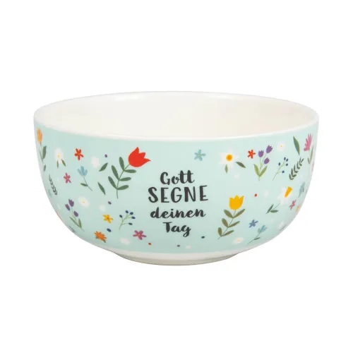 Müslischale - Gott seigne deinen Tag - 400ml, Blumenmotif