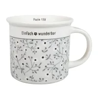 Tasse mit Metalldose - Einfach wunderbar, Psalm 139 - grau, Blumen 350ml