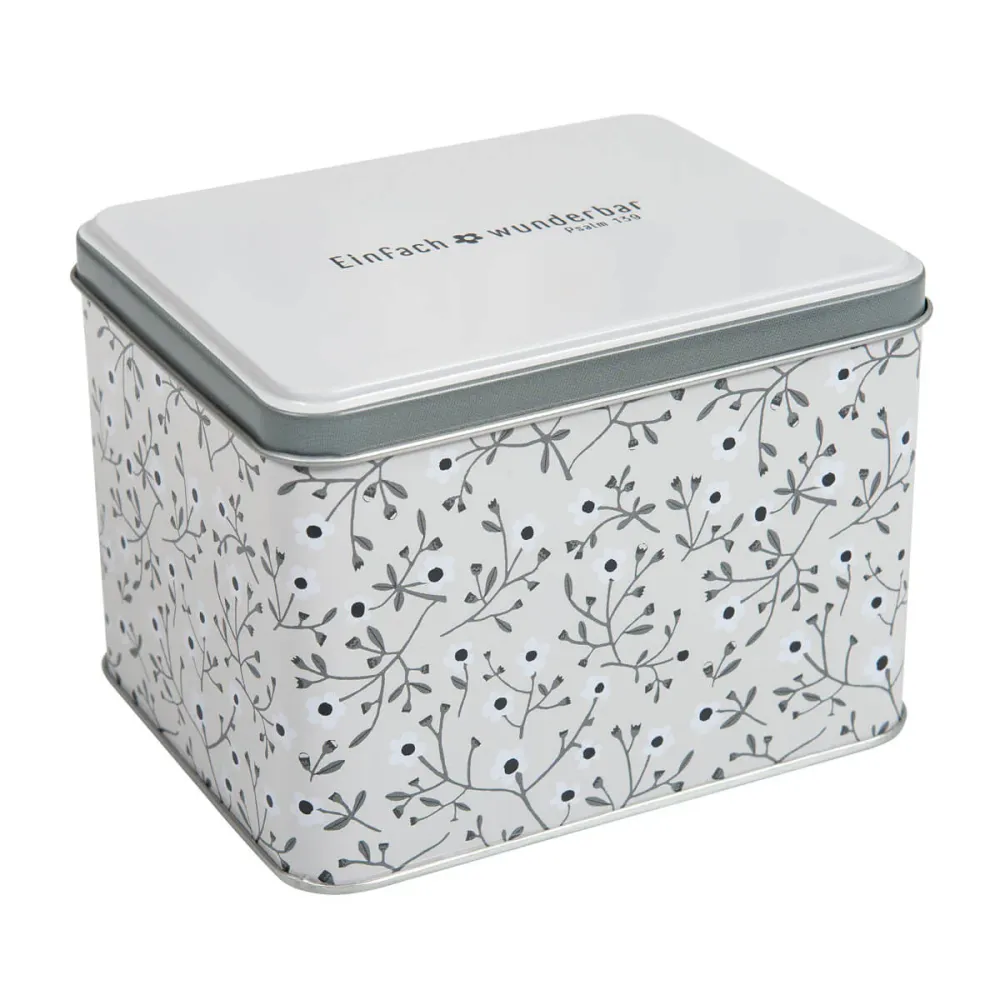 Tasse mit Metalldose - Einfach wunderbar, Psalm 139 - grau, Blumen 350ml