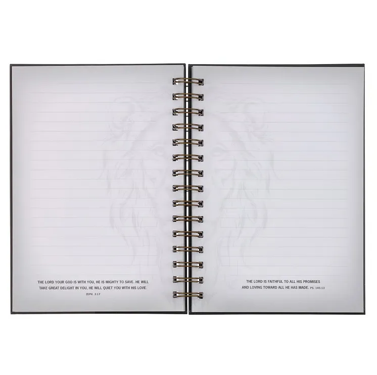 Notizbuch - Strong and courageous / Stark und mutig / Jos 1:9 - mit Spiralbindung, schwarz, grau,...