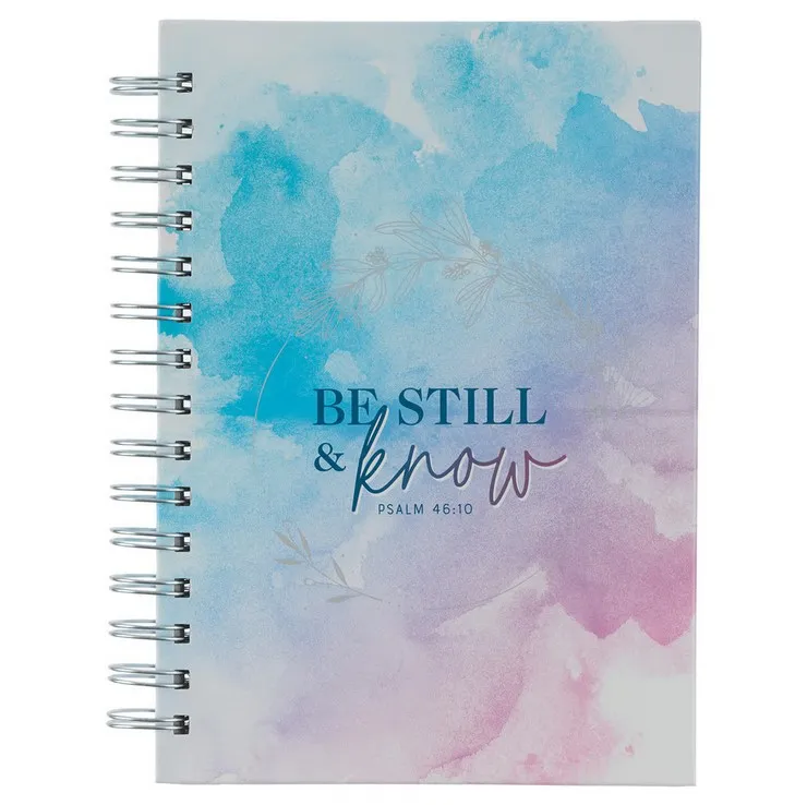 Notizbuch - Be still / Sei ruhig / Ps 46:10 - mit Spiralbindung, pastell Aquarell