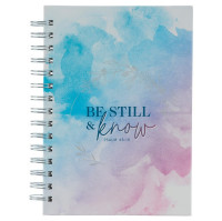 Notizbuch - Be still / Sei ruhig / Ps 46:10 - mit Spiralbindung, pastell Aquarell