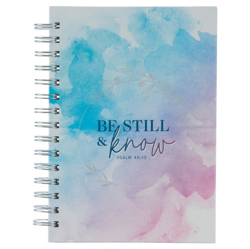 Notizbuch - Be still / Sei ruhig / Ps 46:10 - mit Spiralbindung, pastell Aquarell