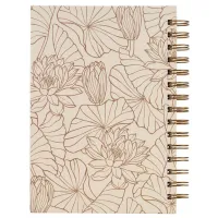 Notizbuch - Give thanks / Gib Dank / Ps 106:1 - mit Spiralbindung, beige, Blumenmotif