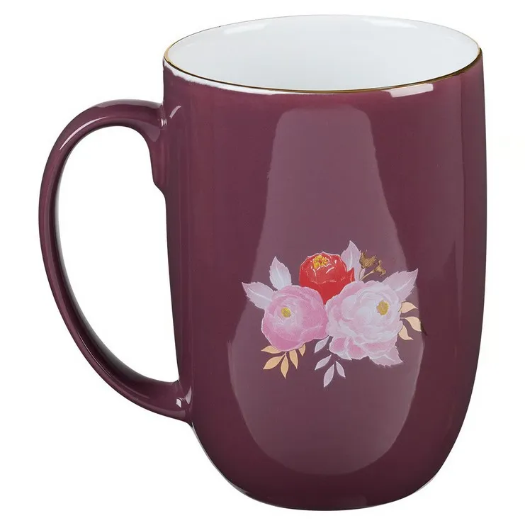 Tasse - Erstaunliche Gnade - burgund, Blumenmotif, 444ml