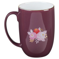 Tasse - Erstaunliche Gnade - burgund, Blumenmotif, 444ml