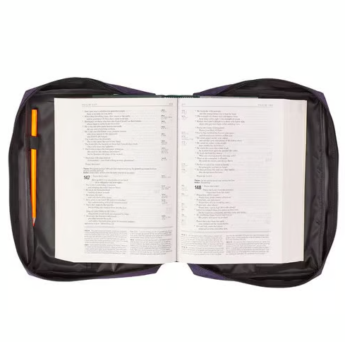 Pochette Bible, Taille S, Ichthus, Toile Violette, avec poche extérieure