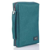 Bibelhülle Ichtus S - grün, mit Reissverschluss, Seitentasche und Tragehenkel