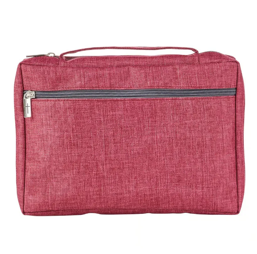 Pochette pour Bible, bordeaux en tissu avec Ichtus - taille S