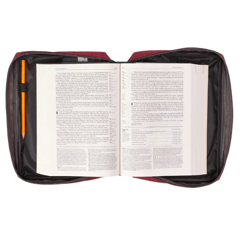 Pochette pour Bible, bordeaux en tissu avec Ichtus - taille S