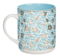 Tasse - Lass dir an meiner Gnade genügen - blau, Blumenmotif, 414ml