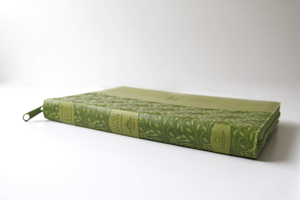 Spanisch, Bibel, Reina Valera 1960, Grossdruck - Kunstleder grün mit eingeprägtem Blattmotif,...