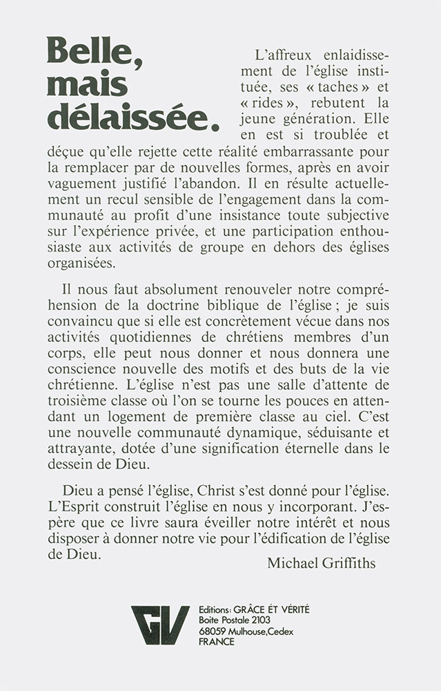 Belle, mais délaissée. - L'Église, joyau de Dieu